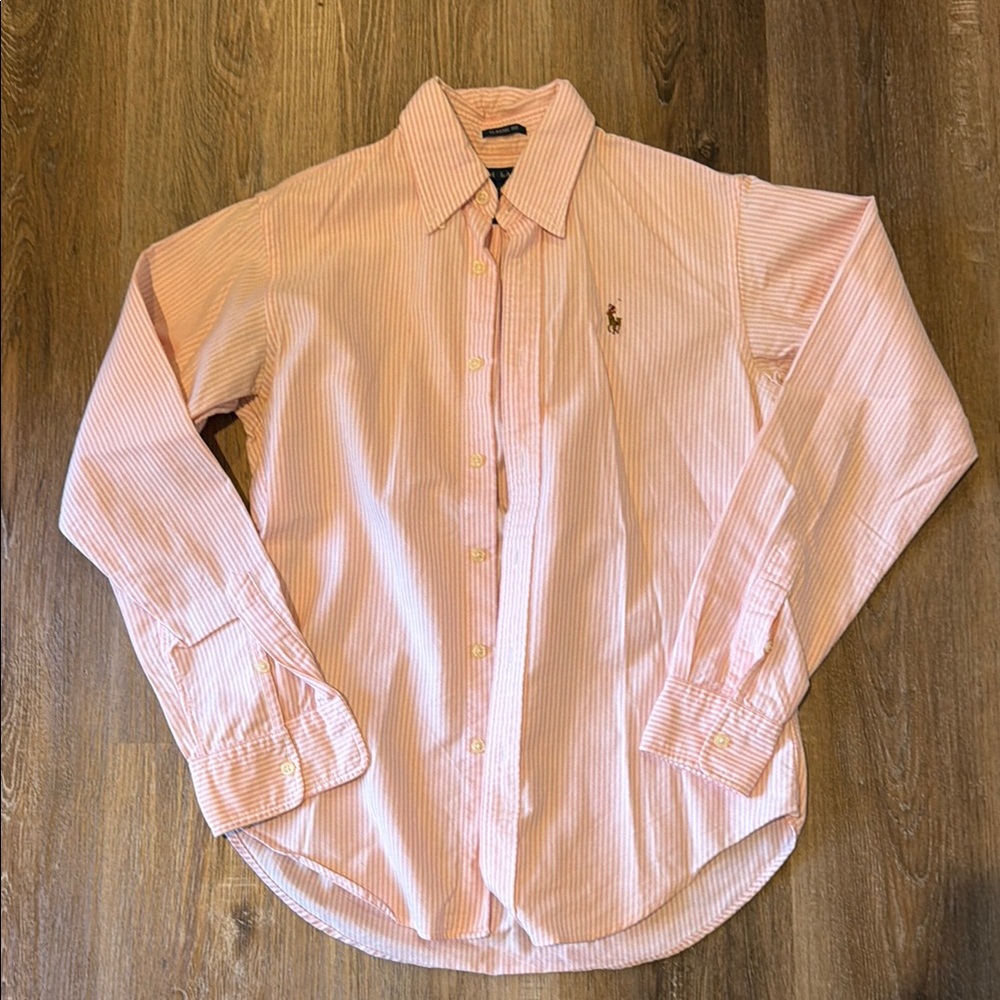 Ralph Lauren Classic Fit Oxford Shirt in pink stripes
